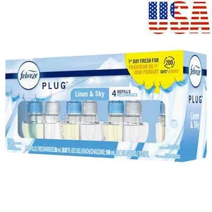 Febreze Plug In Air Freshener, Odor-Fighting Scented Oil Refill, 4 Refills - Picture 1 of 17