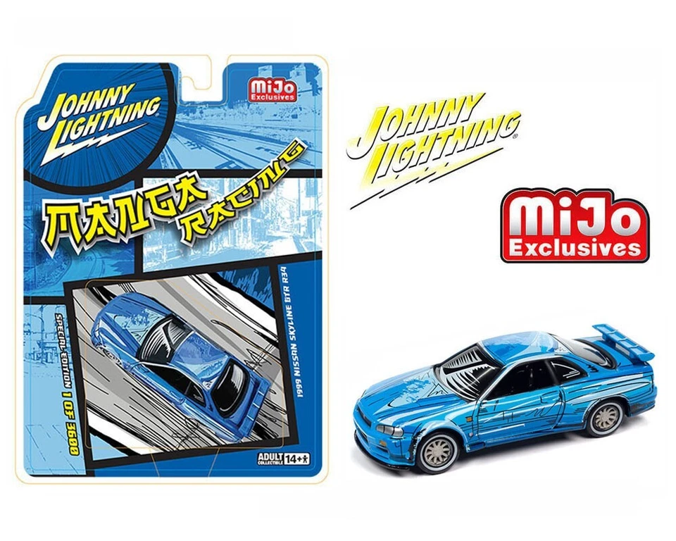 Nissan Skyline GT-R R34 RHD 1999 azul "manga" 1/64 Johnny Lightning JLCP7455 Foto 1 de 1