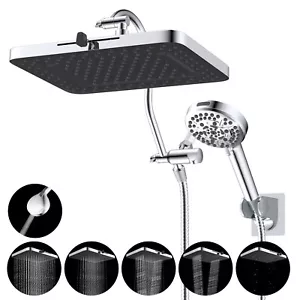 13'' Shower Head High Pressure Rainfall Showerhead handheld Spray Combo Chrome - Picture 1 of 9