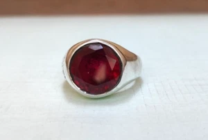 Natural 6 Ct Round Cut Red Ruby Ring 925 Sterling Silver Ring for Man Size-7 - Picture 1 of 7