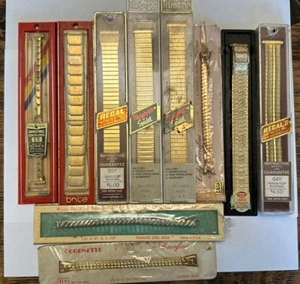 VINTAGE Lot 10 NOS OLD STOCK GOLDFILLED WATCH BANDS SPEIDEL BRITE TWIST-ON REGAL - Bild 1 von 9