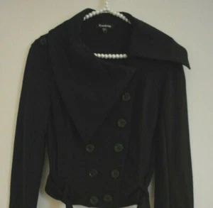 New! NWOT Bebe Black Jersey Belted Assymetrical Jacket S - Picture 1 of 7