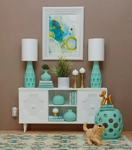 💡2 FUNCIONANDO LÁMPARAS de vidrio marino luz MUEBLES MUÑECA mediados de siglo escala 1/6 para BARBIE - Imagen 1 de 4