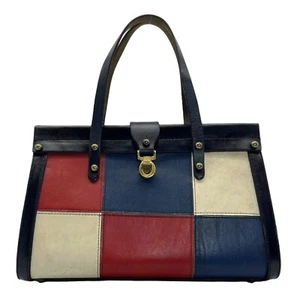 Vintage 60s 70s MARCOLINO JOHN ROMAIN Handmade Leather Satchel Bag Handbag MULTI - Picture 1 of 24