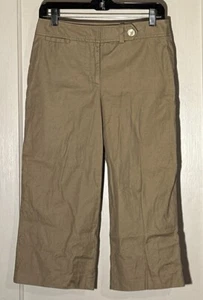 Capris mujer "Ann Taylor" beige caqui pierna ancha talla 4 - Imagen 1 de 10