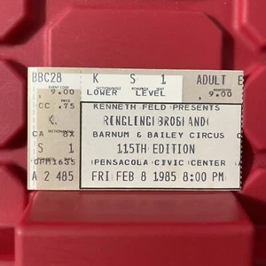 Ringling Bros Barnum And Bailey Circus Pensacola Civic Ticket Stub Vintage 1985 - Picture 1 of 2