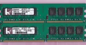 2GB 2x1GB PC2-5300 KINGSTON KPN424-ELG DDR2-667 DESKTOP RAM MEMORY KIT DIMM - Picture 1 of 5