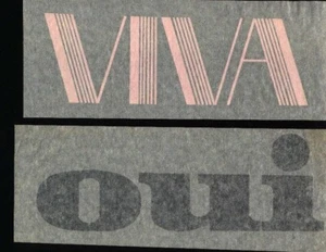 DUE OUI vintage anni 70 ferro su t shirt transfer full size rosa/nero NOS - Foto 1 di 1