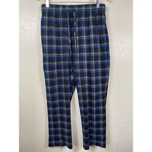 Nautica Sleepwear Mens Medium Black Blue Plaid Soft Brushed Fleece Pajama Pants