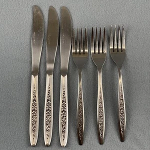 Customcraft Floral Cus5 Besteck Edelstahl 6 Stück Gabeln Messer MCM - Bild 1 von 12