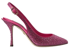 DOLCE & GABBANA Shoes Pink Slingbacks Crystal Pumps s. EU38.5 / US8 RRP $1500 - Picture 1 of 12