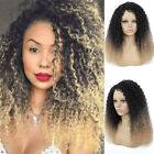 Women Afro Kinky Curly Wig Ombre Brown Hair Full Wigs Synthetic Natural Looking