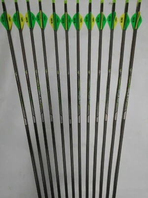 @NEW@ 12- Easton Axis 340 5mm Hunting Carbon Arrows w/ Bohning Blazer Vanes