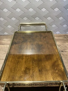 Mid Century Modern Bar Serving Tray Wood Glass Top Hollywood Regency Tiki Bar - Picture 1 of 24