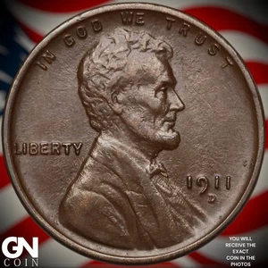 1911 D Lincoln Cent Wheat Penny A7988 - Picture 1 of 2