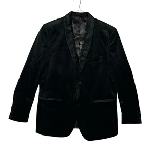Linea Uomo Men's Black Velvet Blazer Jacket Shawl Lapel Size 46L Formal Dinner - Picture 1 of 13