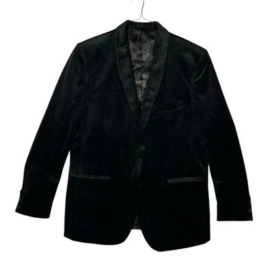 Linea Uomo Men's Black Velvet Blazer Jacket Shawl Lapel Size 46L Formal Dinner - Image 1 of 4