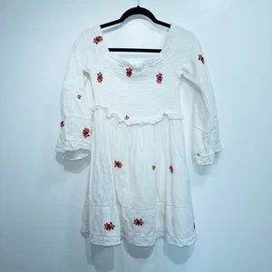 Free People Ivory White Counting Daisies Embroidered Mini Dress Medium - Picture 1 of 10