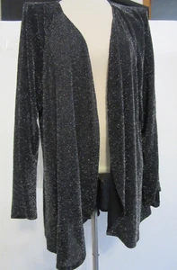 Cárdigan Bob Mackie Usable Arte Negro Brillante Top Frente Abierto Mujer XL Fiesta - Imagen 1 de 7