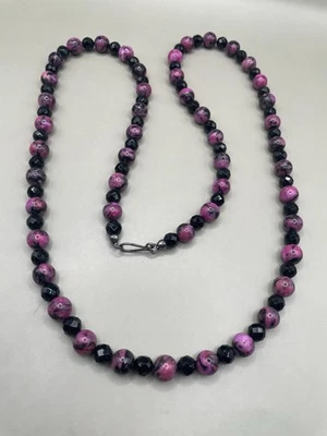 Jay King DTR Mine Finds Black Agate Fuchsia Tiger Eye Beaded 35.75” Necklace — 第 1/3 张图片