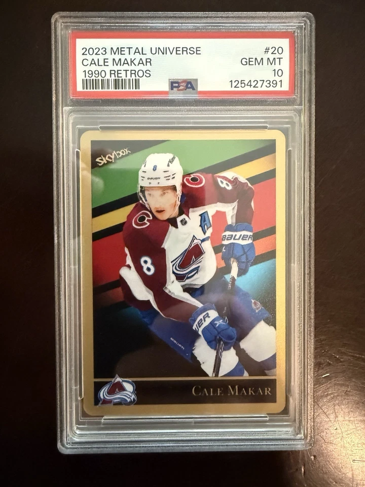 2023-24 Cale Makar PSA 10 Metal Universe 1990 Skybox Retro SSP Estuche Hit Gem Como Nuevo Foto 1 de 2