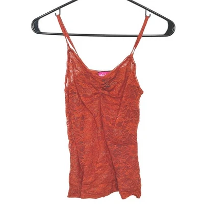 Top cami de encaje naranja quemado Say What M correas ajustables Y2K coqueta romántica Foto 1 de 4