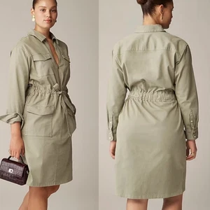Vestido utilitario J.Crew cintura ceñida talla 12 caqui safari exterior preppy cremallera - Imagen 1 de 10