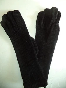Ladies J.Crew Chenille/Velour Gloves,O/S, Black - Picture 1 of 3