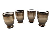 Vintage Smoke Glass with Gold Stripe - Cordial Shot Glasses - Lot of 4