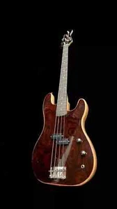 GREAT PLAYING NEW EXOTIC CURLY BURL 4 STRING P BASS ELECTRIC GUITAR & GIG BAG - Picture 1 of 5