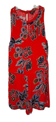 Loft Ann Taylor Rojo Floral Sin Mangas Mameluco Pantalones Cortos Mono Cerradura Talla S B80 Foto 1 de 4