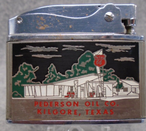 Vintage Pederson "Phillips 66" & Oil Co. Kilgore Texas flat advertising lighter