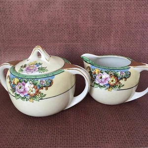 Vtg Noritake Cream Sugar Set Japan Hand Painted (M) Nice EUC (PR) - Picture 1 of 12