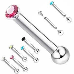 2X Mini Crystal Ball Ear Stud Steel Internal Thread Straight Barbell 6/8/10/12mm - Picture 1 of 14
