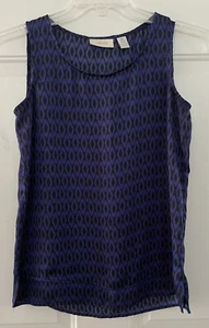 Canotta Chico's Small taglia 0 nera viola geometrica senza maniche blusa conchiglia - Foto 1 di 7