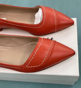 LK Bennett Polly Red Leather Flat Pointed Shoes UK 5 38 BNWT RRP £195