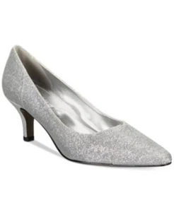 Easy Street donna chiffon pompa tacco argento taglia 10W - Foto 1 di 7