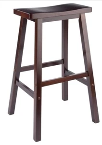 Winsome Wood Bar Stool 94089 Satori Saddle Seat Walnut Finish Backless 29 in. H - Picture 1 of 3