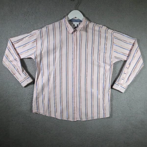 J Jill Button Up Shirt Womens S Long Sleeve Top - Pink w/ Blue & Gold Stripes - Picture 1 of 11
