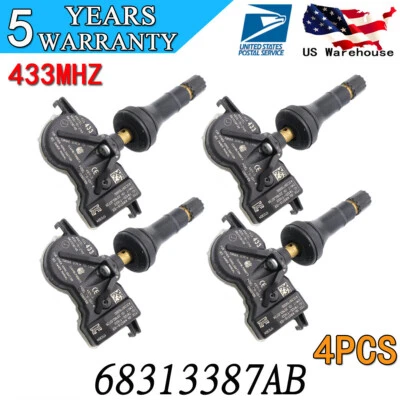 Set (4) 68313387AB NEW TPMS Tire Pressure Sensor 433MHz For CHRYSLER JEEP Dodge - Image 1 of 4
