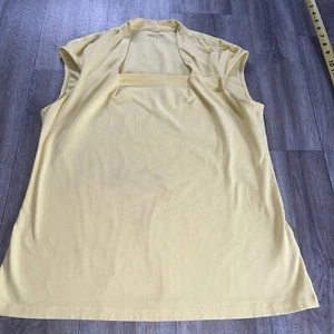 Coldwater Creek Women's Square Neck Top Size L Yellow Stretch Flaw See Photo - Picture 1 of 6