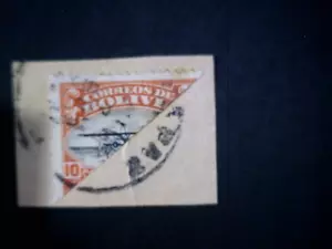 BOLIVIA Sc C1 HALF USED AS 5 CENT ON PIECE RARE- AVIATION $24.99 - Picture 1 of 3