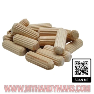 6mm 8mm 10mm Air dried Hardwood Wooden Dowels Chamfered Fluted Pin Wood Dowels - Picture 1 of 2