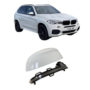 Wing Mirror Cover Cap Painted White + Indicator Lens For BMW X5 F15 14-18 Right - Picture 1 of 3