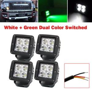 4x 3inch 24W Led Work Light Green White Spot Pods Dual Colors Off road Driving - Picture 1 of 8