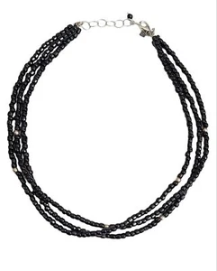 Silpada Multi Strand Three Layered Black Seed Bead Necklace, 18" Long - Picture 1 of 6
