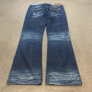 Vintage GUESS Falcon Slim Boot Cut Y2K Herrenjeans 34 x 33 blau Whiskered Faded Hipster - Bild 1 von 14