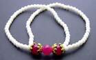 4mm Natural White Coral Bracelet for Women Rose Pink Jade Bracelet 2 Strand 7.5"