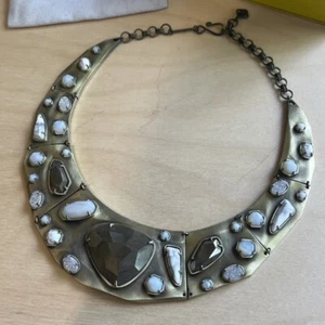 Rare KENDRA SCOTT Mira Collar White Stones Necklace (READ) - Picture 1 of 8