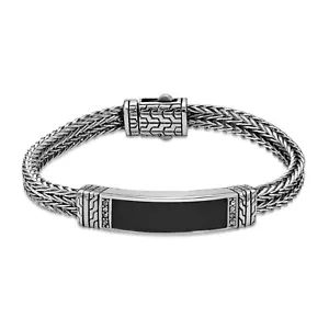 Black Ion Plated and Enamel Stainless Steel ID Bracelet Jewelry - 8.5 Inch - Picture 1 of 6